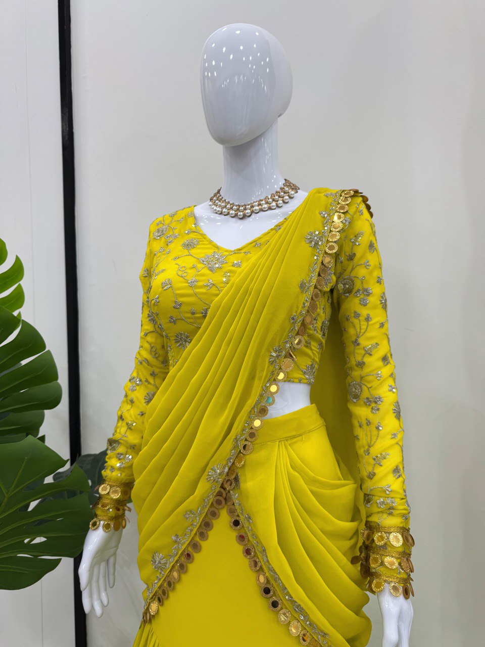 Ready-to-Wear Faux Georgette Lehenga Saree with Choli