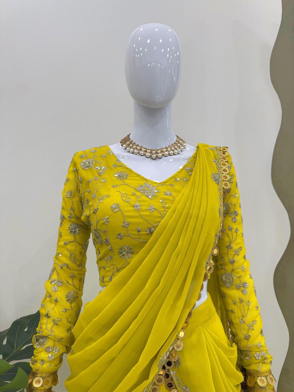 Ready-to-Wear Faux Georgette Lehenga Saree with Choli