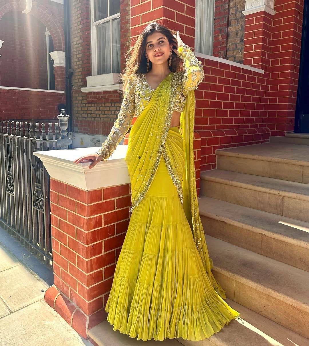 Ready-to-Wear Faux Georgette Lehenga Saree with Choli