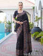 Designer Black Pashmina Silk Saree With matching Blouse Piece